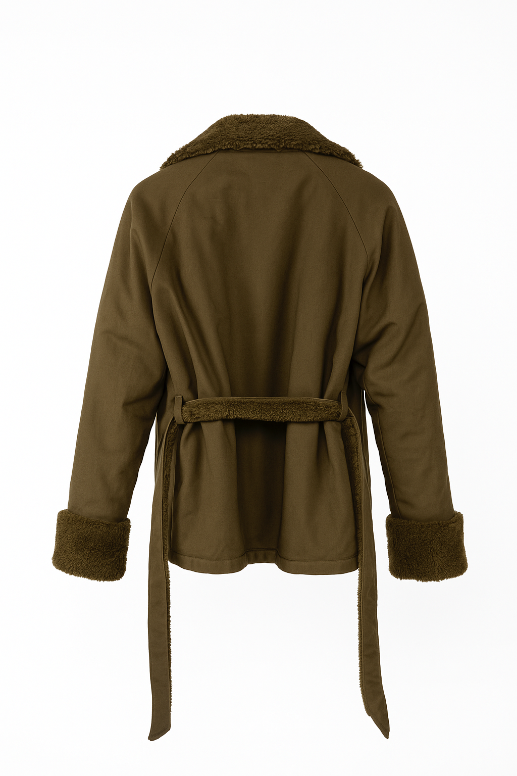 Olive Sherpa Trench